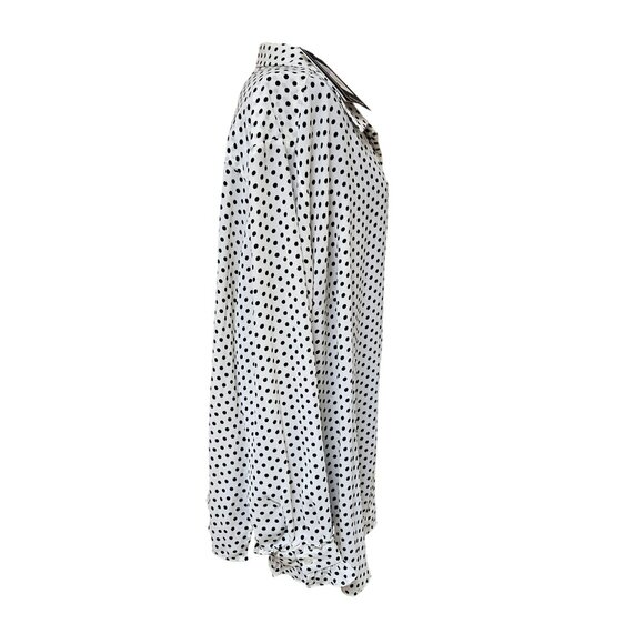 Who What Wear Blouse Womens Size 3X Polka Dot Button Front Black White NWT - Picture 2 of 10
